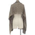 Gucci Wool Silk GG Logo Diamante with Fringe Shawl Brown Scarf — view 3