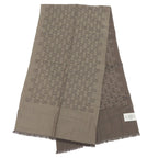 Gucci Wool Silk GG Logo Diamante with Fringe Shawl Brown Scarf — view 4