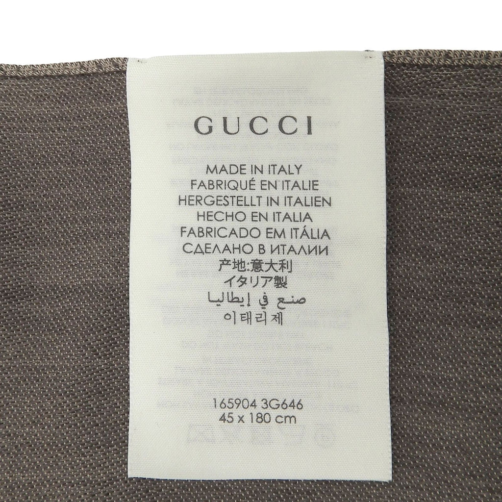 Gucci Wool Silk GG Logo Diamante with Fringe Shawl Brown Scarf — view 6