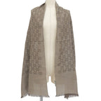 Gucci Wool Silk GG Logo Diamante with Fringe Shawl Brown Scarf — view 2