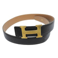 Hermes Vintage Constance Gold Reversible Leather Belt Black 75