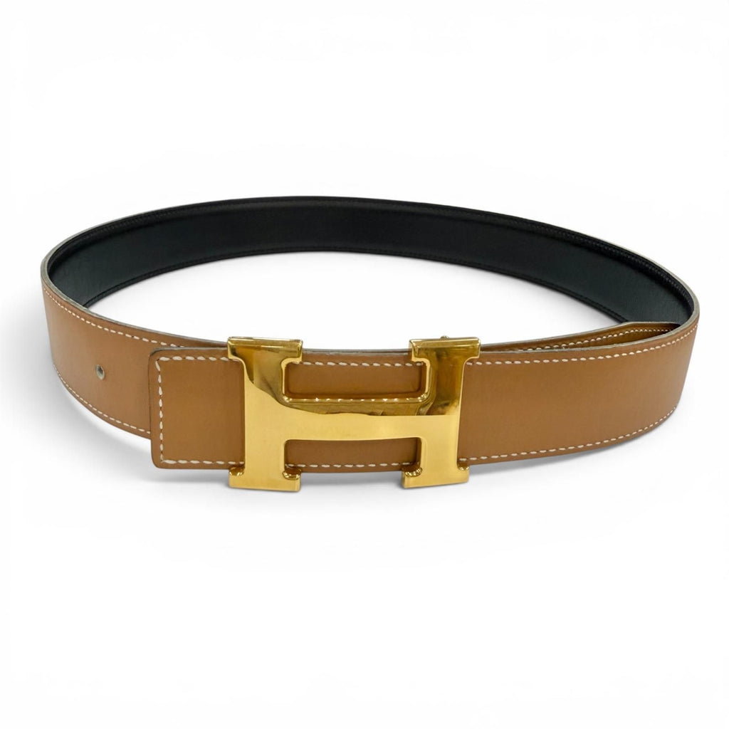 Hermes Vintage Constance Gold Reversible Leather Belt Black 75 — view 4