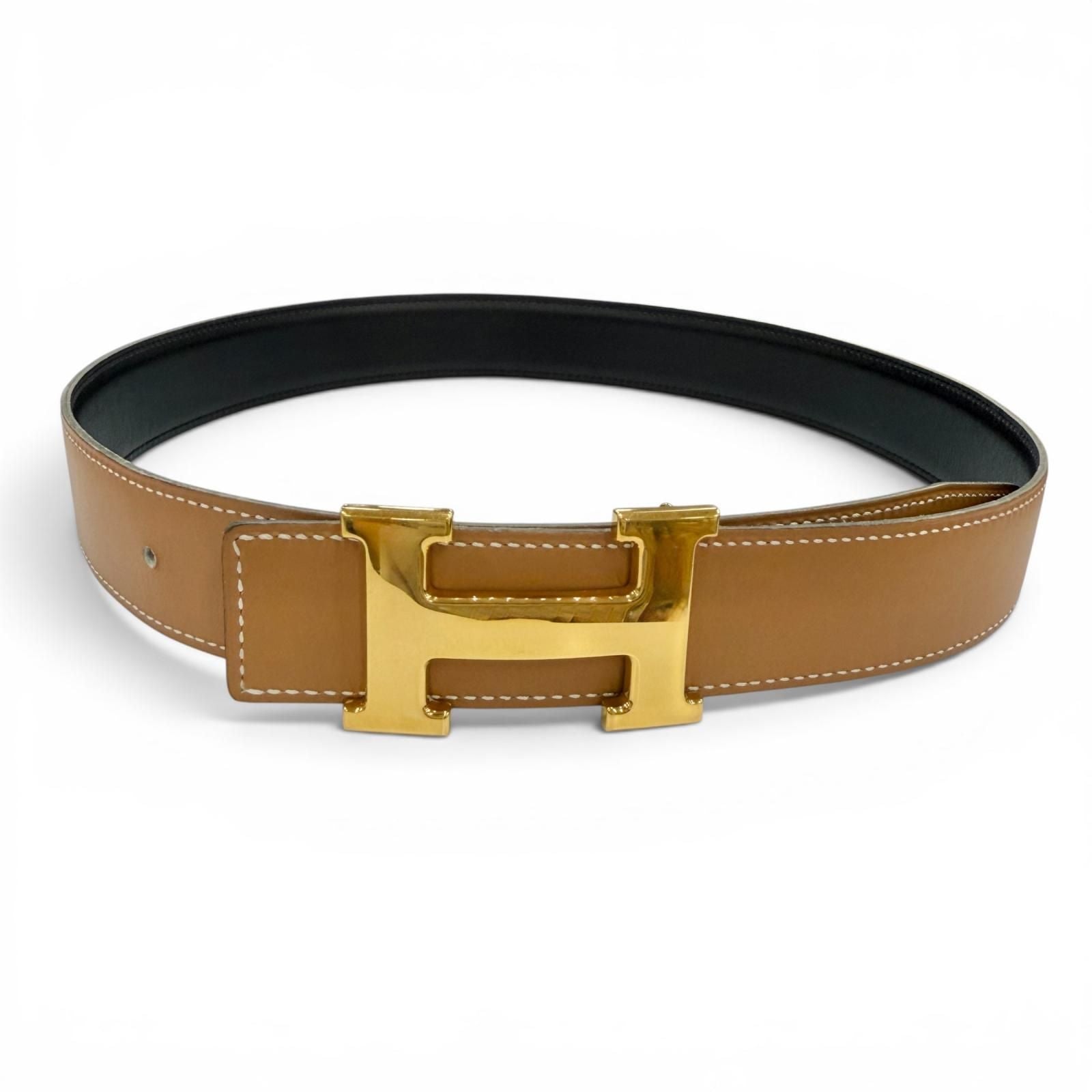 Hermes Vintage Constance Gold Reversible Leather Belt Black 75 — view 4