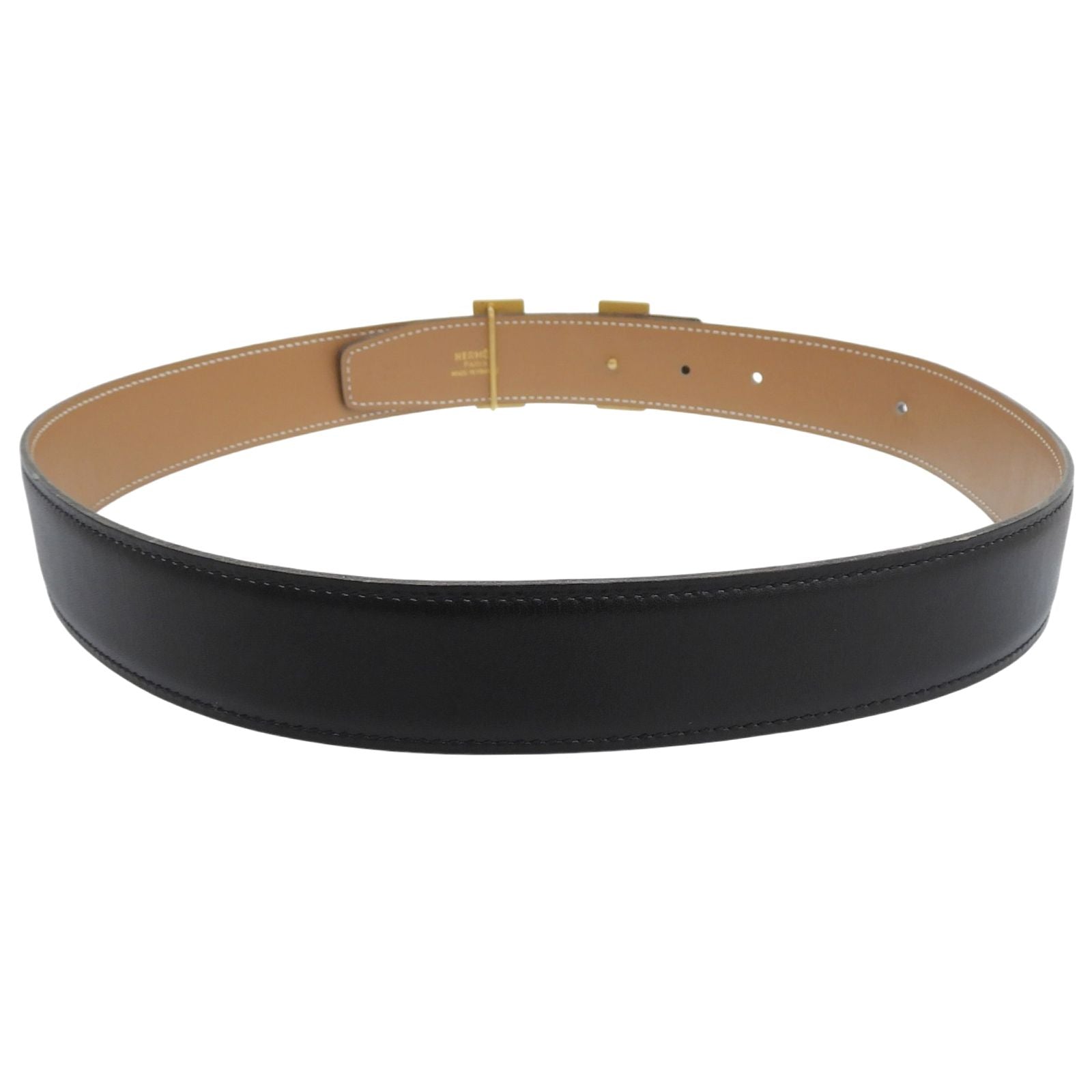 Hermes Vintage Constance Gold Reversible Leather Belt Black 75 — view 5