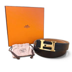 Hermes Vintage Constance Gold Reversible Leather Belt Black 75 — view 2