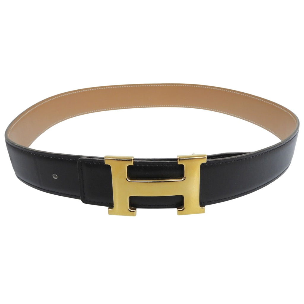 Hermes Vintage Constance Gold Reversible Leather Belt Black 75 — view 3