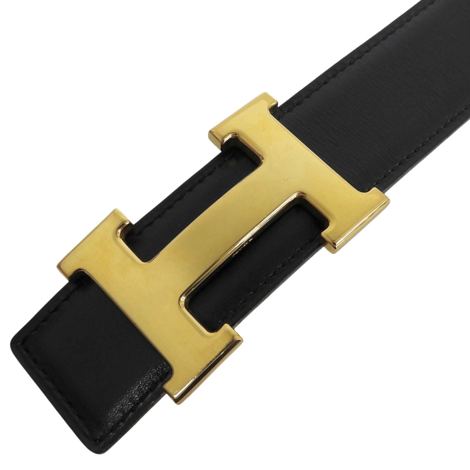 Hermes Vintage Constance Gold Reversible Leather Belt Black 75 — view 6