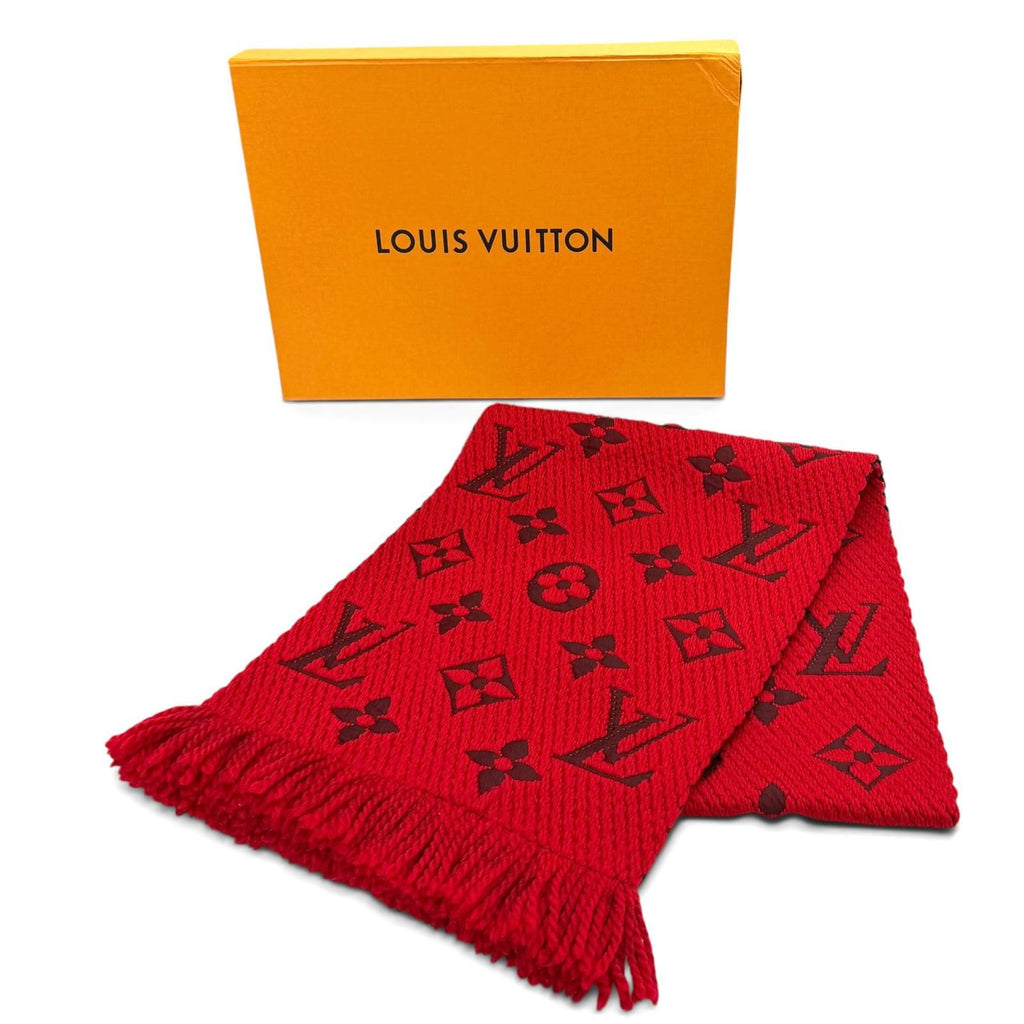 Louis Vuitton Echarpe Logo Mania Wool Silk Blend Ruby Fringe Scarf — view 2