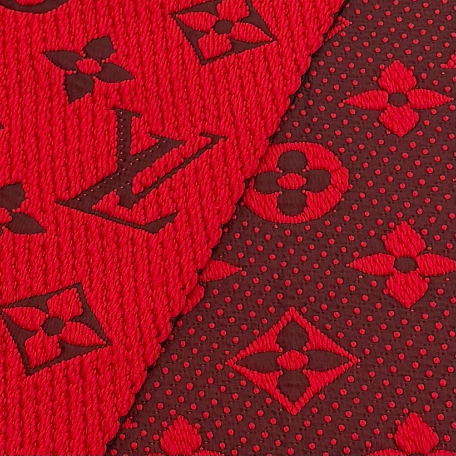 Louis Vuitton Echarpe Logo Mania Wool Silk Blend Ruby Fringe Scarf — view 5