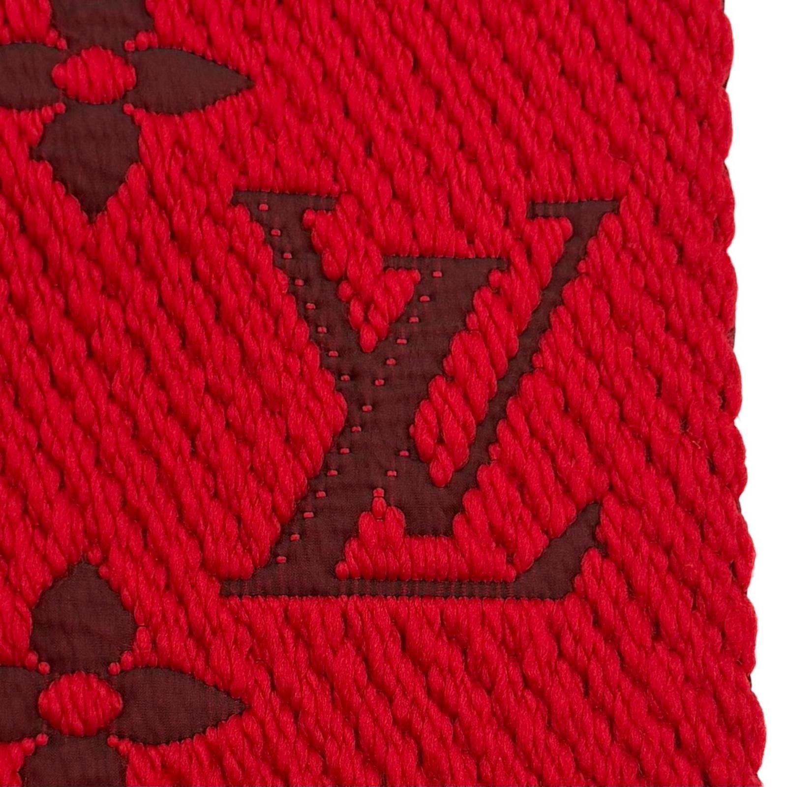 Louis Vuitton Echarpe Logo Mania Wool Silk Blend Ruby Fringe Scarf — view 7