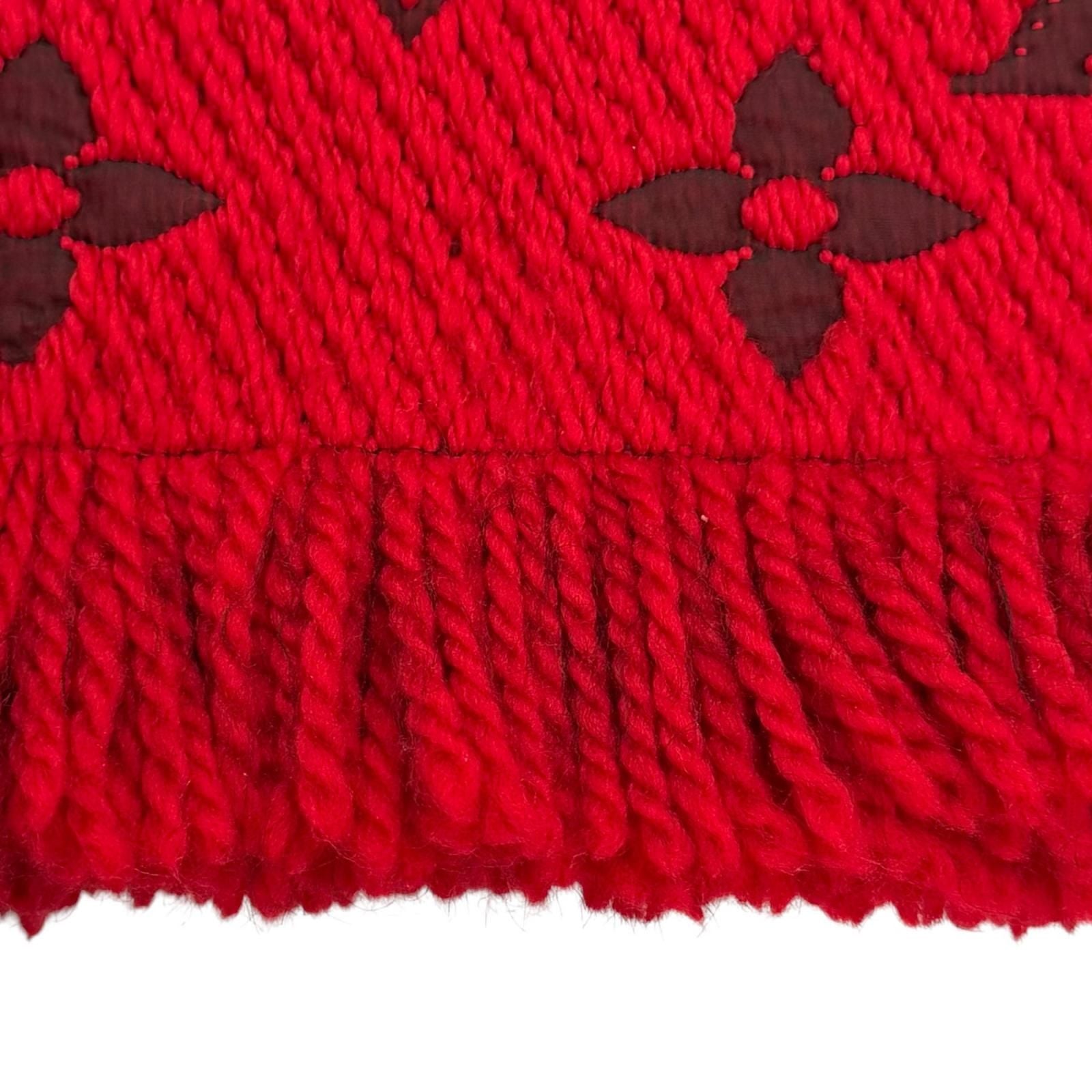 Louis Vuitton Echarpe Logo Mania Wool Silk Blend Ruby Fringe Scarf — view 6