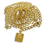 Chanel Logo Perfume Bottle Charm Double Chain Belt 81 Gold Gorgeous