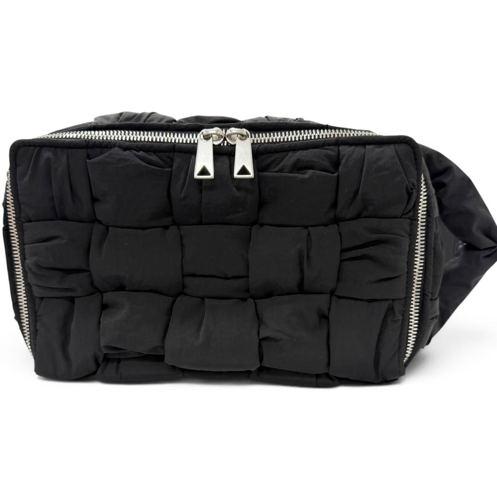 Bottega Veneta Padette Tech Cassette Intrecciato Handbag Black