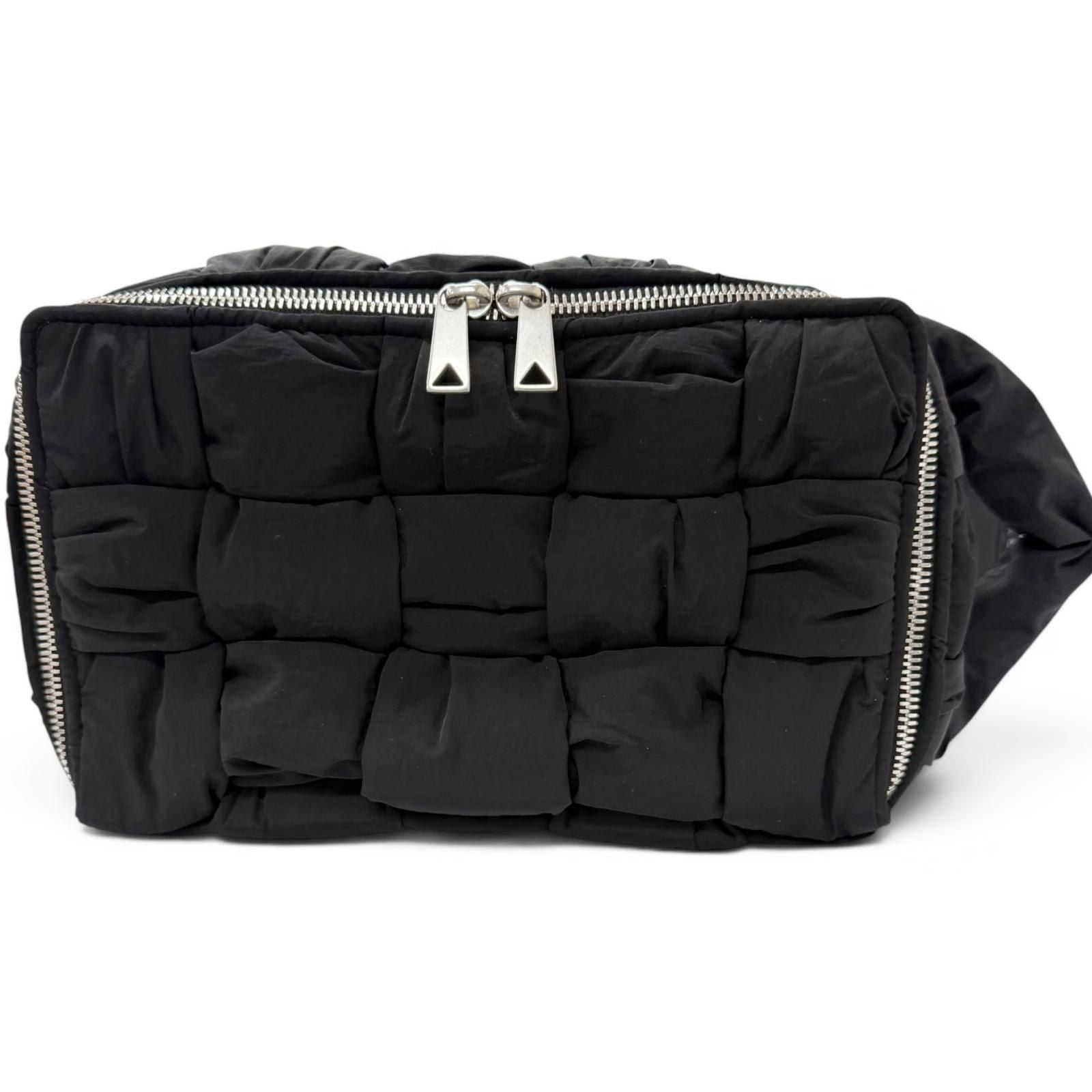 Bottega Veneta Padette Tech Cassette Intrecciato Handbag Black