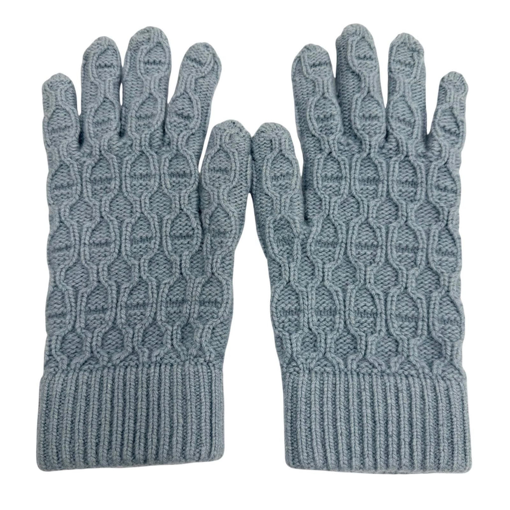 Hermes Tori Maillon Cashmere Knit Gloves Light Blue S Recommended for Winter — view 2
