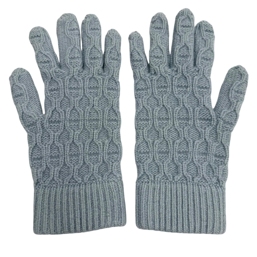 Hermes Tori Maillon Cashmere Knit Gloves Light Blue S Recommended for Winter — view 3