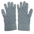Hermes Tori Maillon Cashmere Knit Gloves Light Blue S Recommended for Winter — view 3