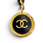 Chanel Vintage CC Logo Clover Leather Chain Belt Gold Black Recommended — view 4