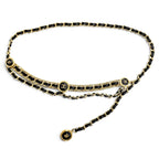 Chanel Vintage CC Logo Clover Leather Chain Belt Gold Black Recommended — view 3