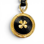 Chanel Vintage CC Logo Clover Leather Chain Belt Gold Black Recommended — view 5