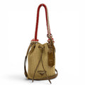 Prada Crochet Mini Bucket Triangle Logo Leather Raffia 2-Way Shoulder