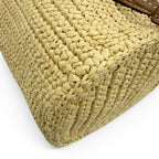 Prada Crochet Mini Bucket Triangle Logo Leather Raffia 2-Way Shoulder — view 8