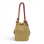 Prada Crochet Mini Bucket Triangle Logo Leather Raffia 2-Way Shoulder — view 4