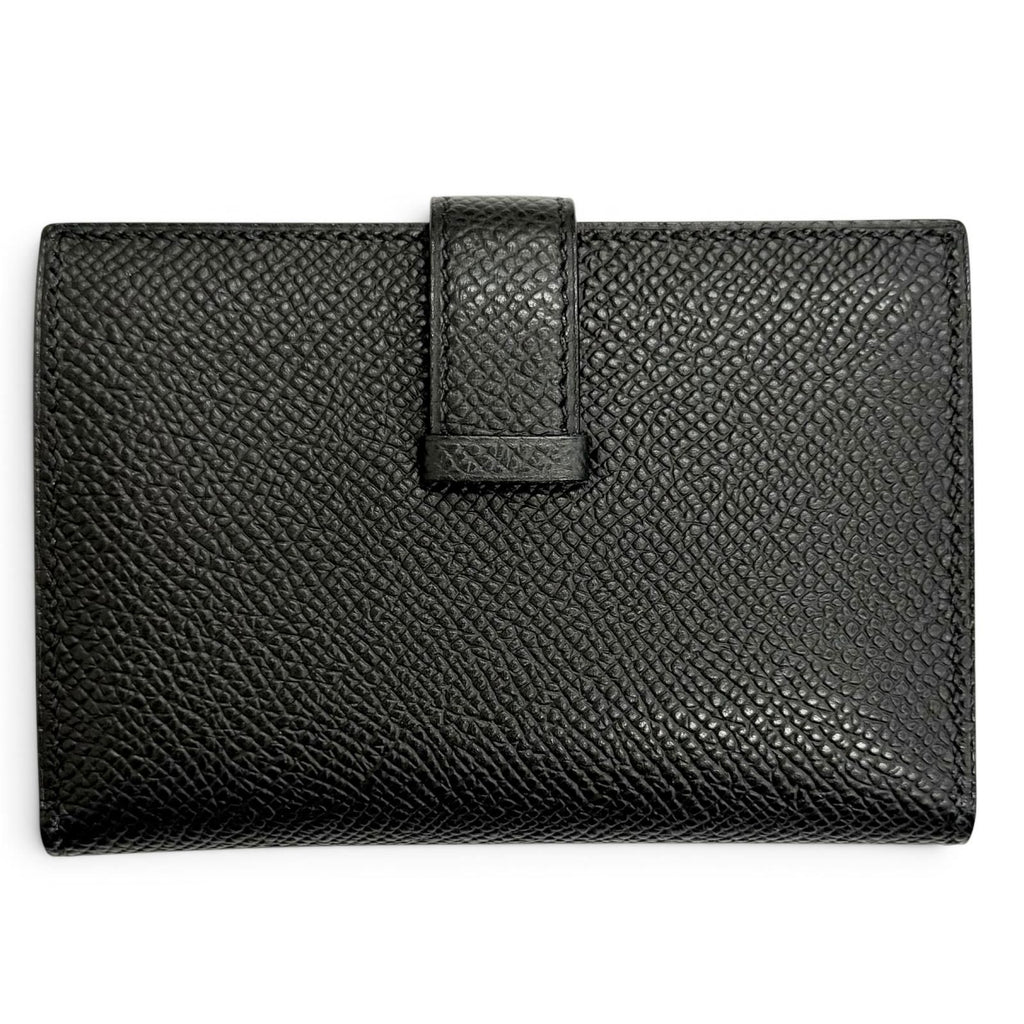 Hermes Bearn Mini Veau Epsom Silver Coin Pocket Compact Wallet Bifold Black — view 3