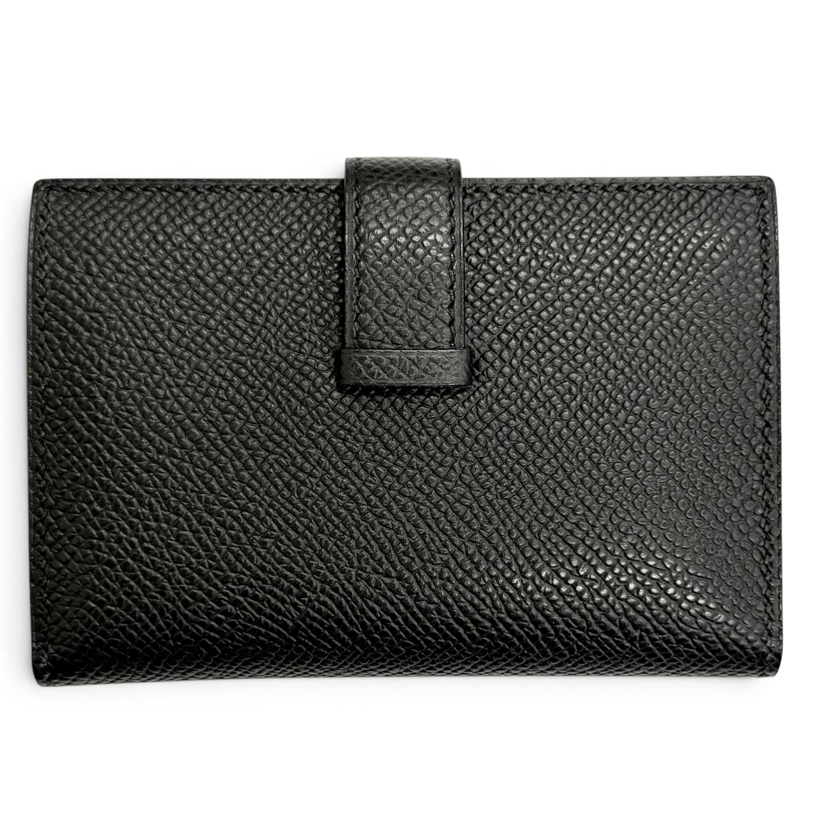 Hermes Bearn Mini Veau Epsom Silver Coin Pocket Compact Wallet Bifold Black — view 3
