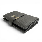 Hermes Bearn Mini Veau Epsom Silver Coin Pocket Compact Wallet Bifold Black — view 5