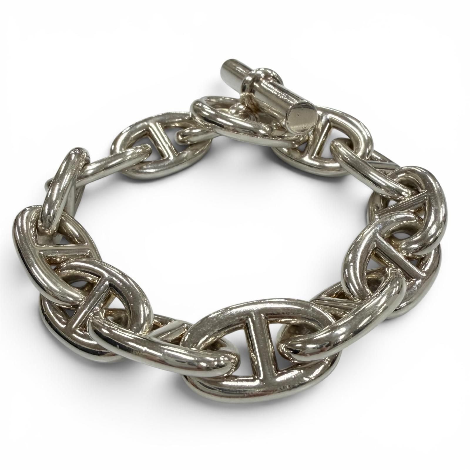 Hermes Chaine D'ancre TGM 12 Links Chain Bracelet Silver