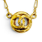 Chanel Vintage Circle CC Logo Necklace Gold