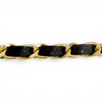 Chanel Vintage Leather Chain Belt with CC Logo Charm Gold Black Recommended — view 5