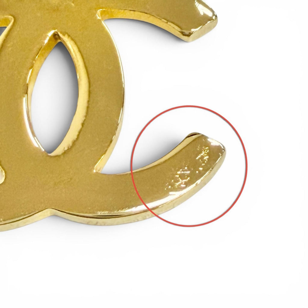 Chanel Vintage Leather Chain Belt with CC Logo Charm Gold Black Recommended — view 7