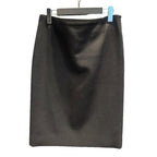 Chanel Tight Skirt Wool Knee Length CC Logo 38 Black