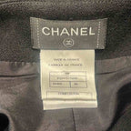 Chanel Tight Skirt Wool Knee Length CC Logo 38 Black — view 6