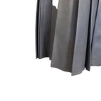 Chanel Leather Flare Skirt Knee Length CC Logo Pleats Lambskin 38 Gray — view 3