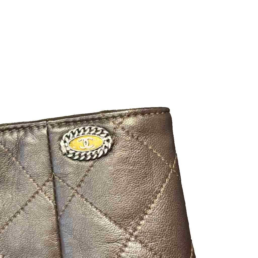 Chanel Leather Skirt Quilted CC Logo Lambskin 38 Brown — view 4