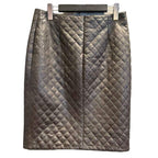 Chanel Leather Skirt Quilted CC Logo Lambskin 38 Brown — view 2