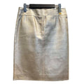 Chanel Leather Skirt Tight Lambskin Knee Length 38 Gold