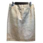 Chanel Leather Skirt Tight Lambskin Knee Length 38 Gold