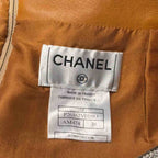 Chanel Leather Skirt Tight Lambskin Knee Length 38 Gold — view 5