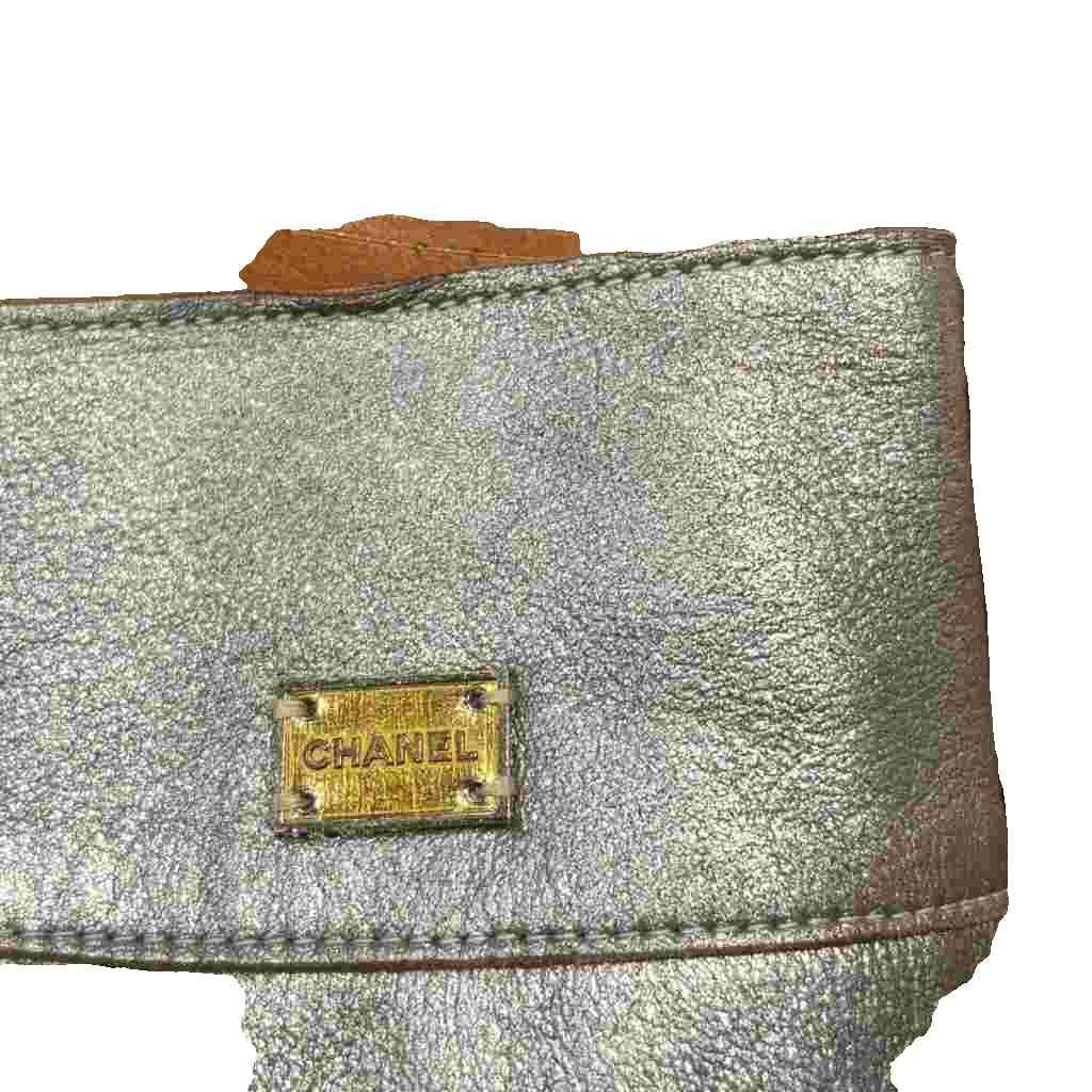 Chanel Leather Skirt Tight Lambskin Knee Length 38 Gold — view 4