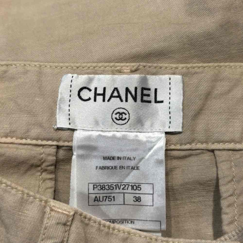Chanel Linen Blend Cropped Pants 38 Beige — view 4
