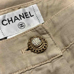 Chanel Linen Blend Cropped Pants 38 Beige — view 5