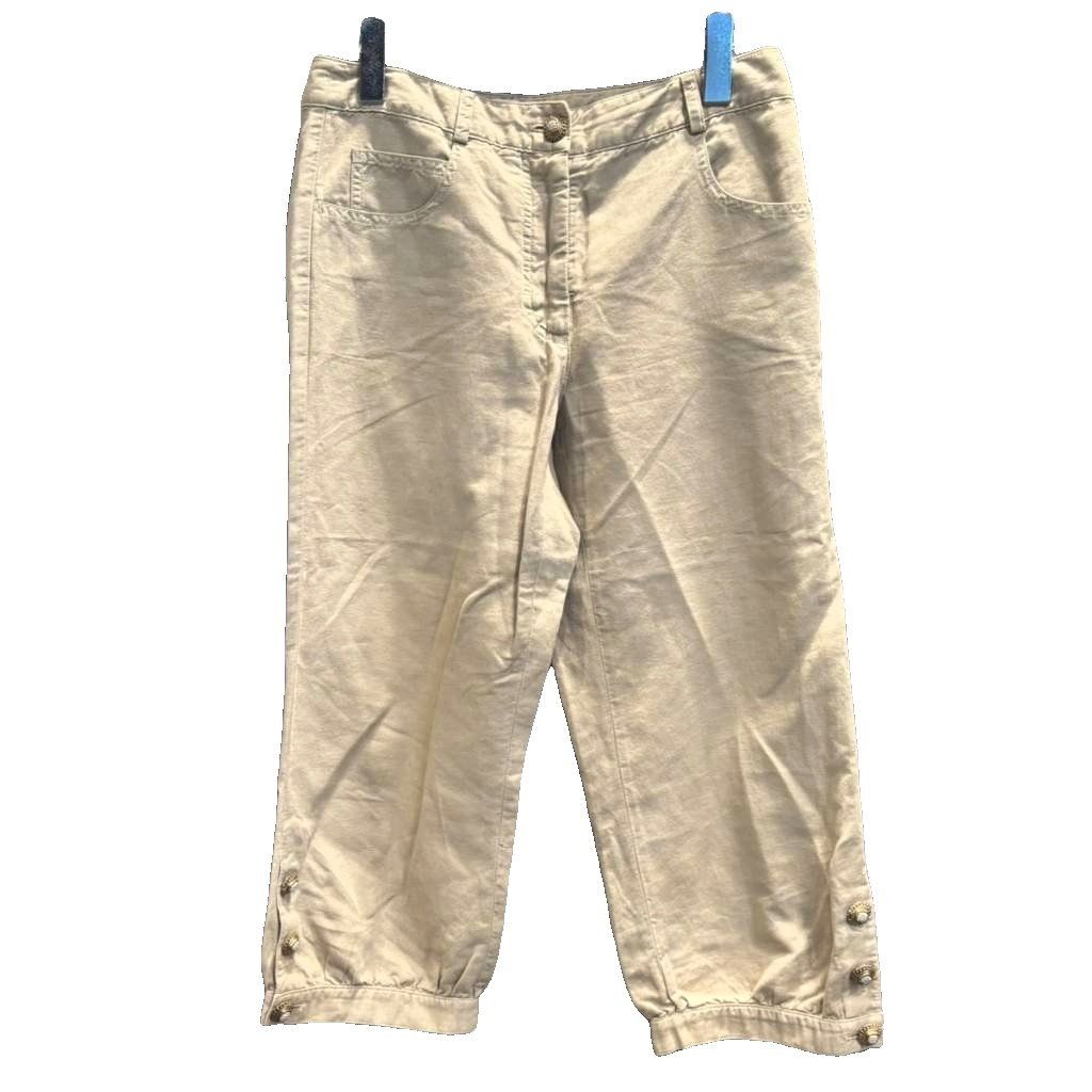Chanel Linen Blend Cropped Pants 38 Beige