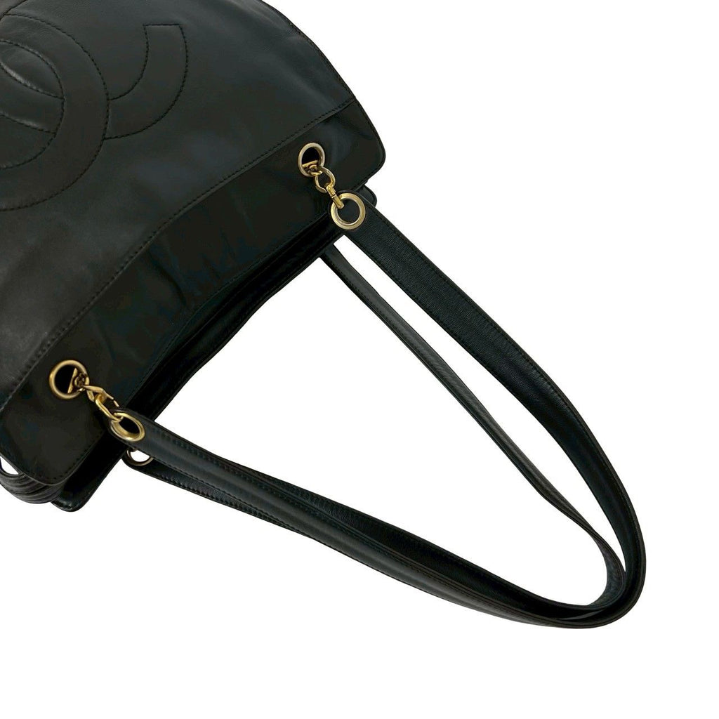 Chanel Seal Present 3 Vintage CC Logo Lambskin Shoulder Bag Mini Tote Black — view 4