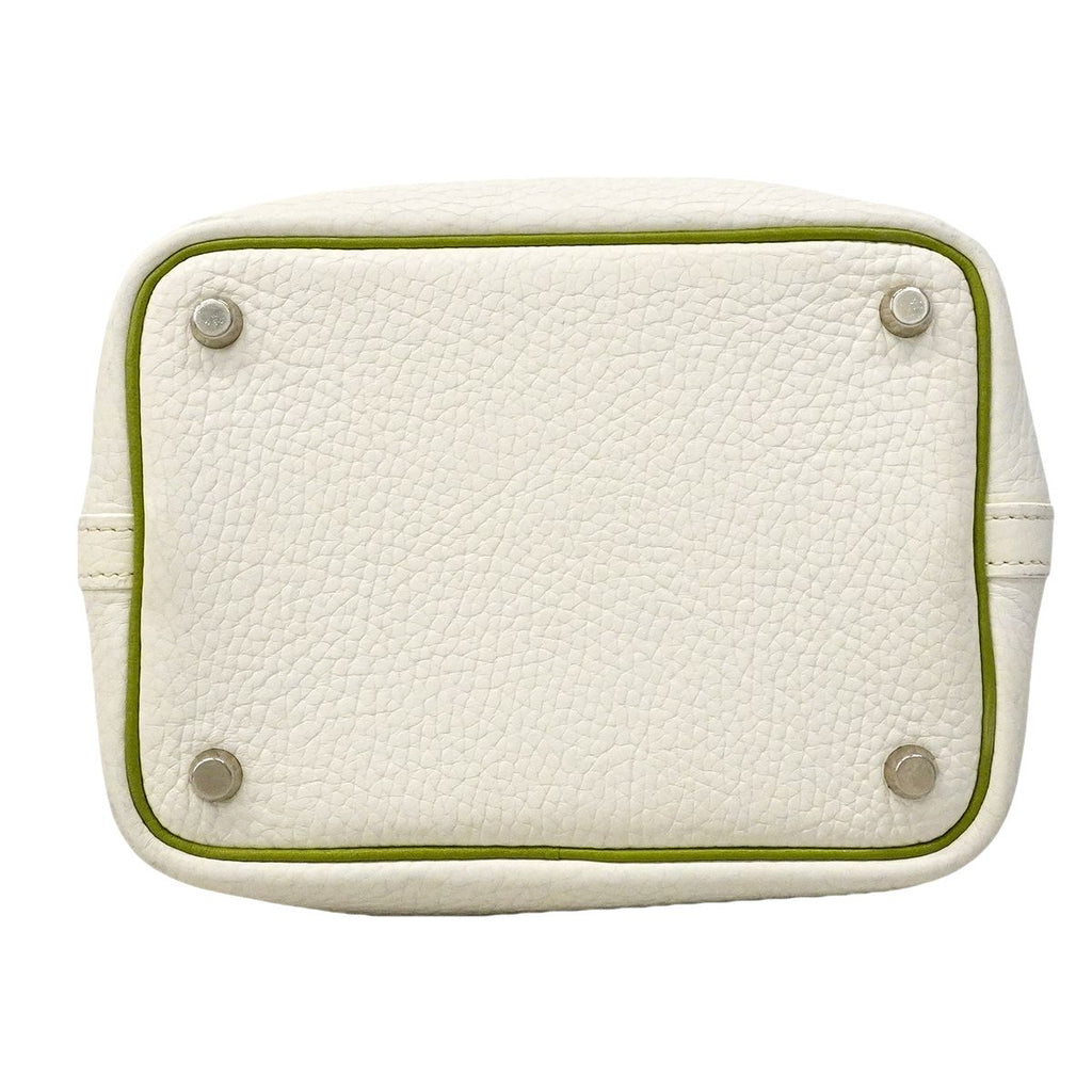 Hermes Handbag Picotin PM Eclat Taurillon Clemence White Anise Green Silver — view 3