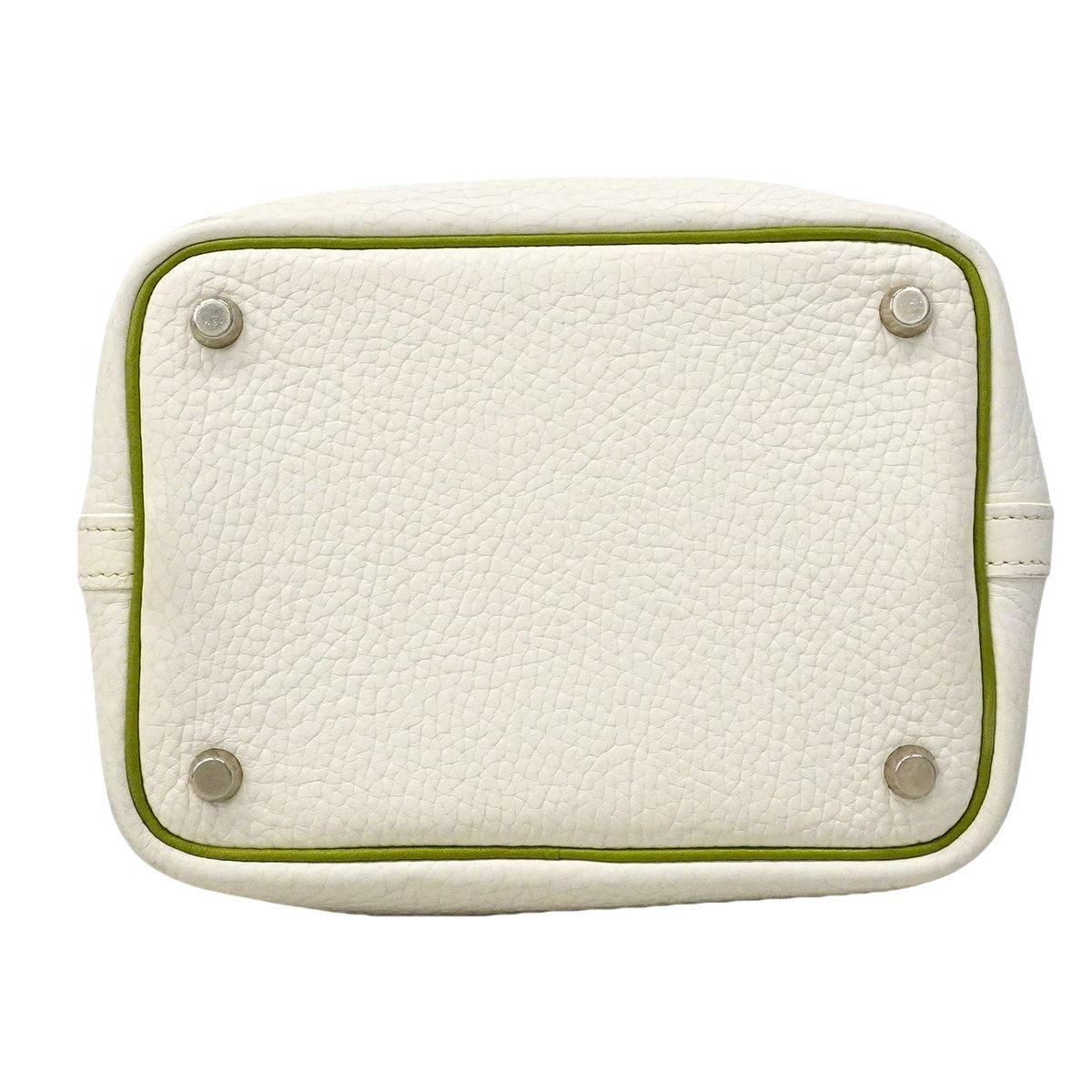 Hermes Handbag Picotin PM Eclat Taurillon Clemence White Anise Green Silver — view 3