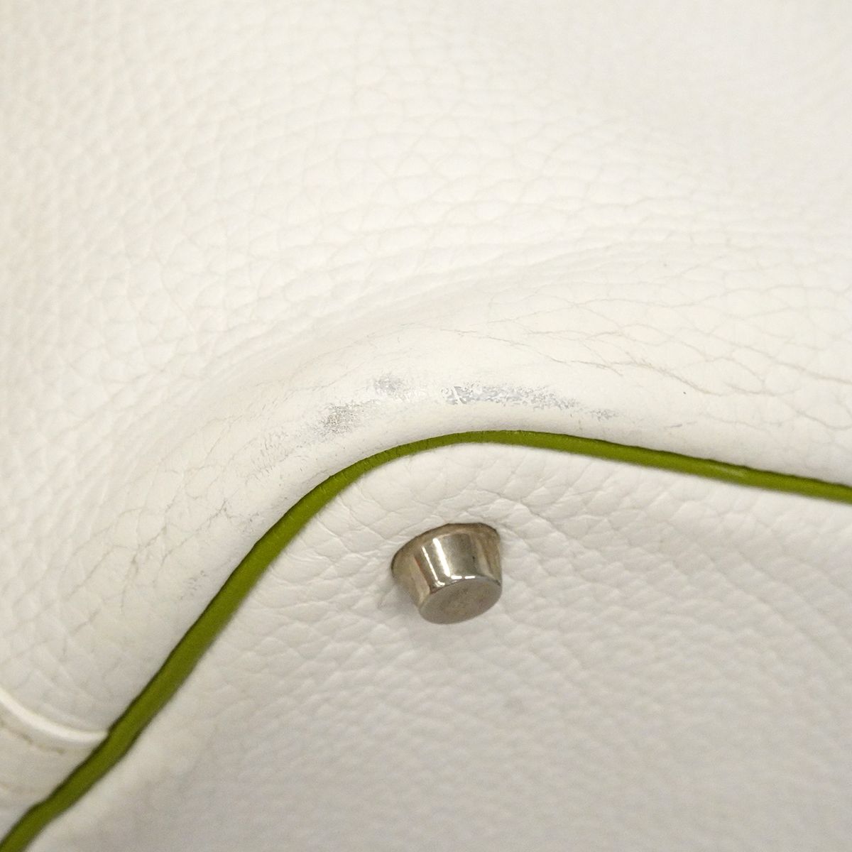 Hermes Handbag Picotin PM Eclat Taurillon Clemence White Anise Green Silver — view 6